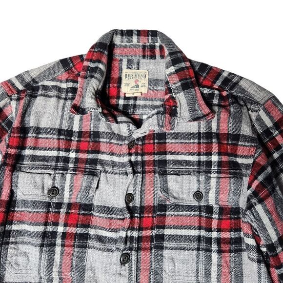 RedHead Flannel Shirt Mens Large Long Sleeve Button Up  Pre-owned in gently wor - Picture 4 of 7